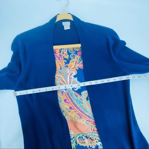 Chico’s Floral Paisley Long Sleeve Blue Cardigan - Picture 10 of 12